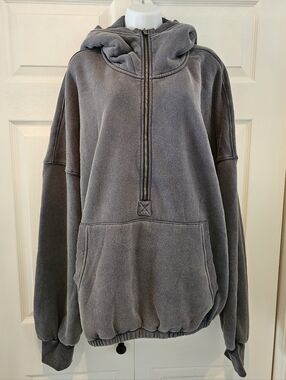AMPERSAND AVE Hooded Half-Zip Pullover Sweatershirt